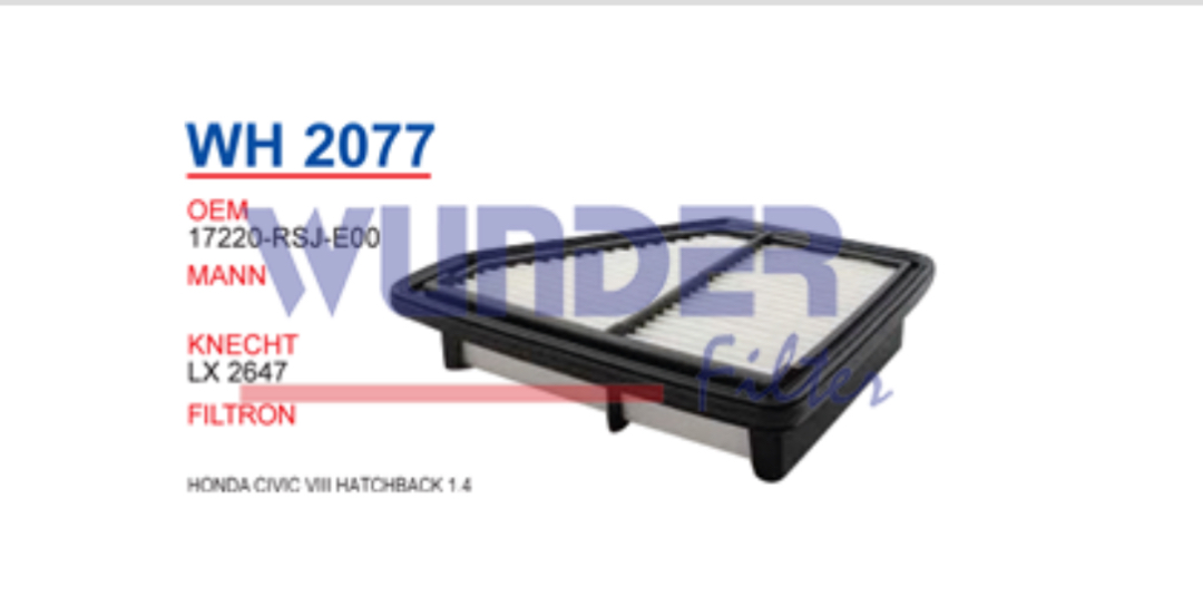 WH 2077 HONDA CİVİC VIII  1.4 VTEC 09-> 17220-RSJ-E00 Hava Filtresi