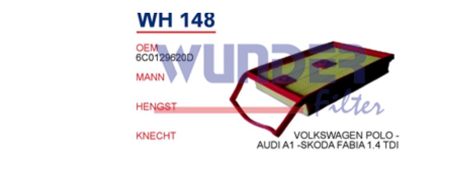 WH 148 VOLKSWAGEN POLO -AUDİ A1 -SKODA FABİA 1.4 TDİ  6C0 129 620D Hava Filtresi