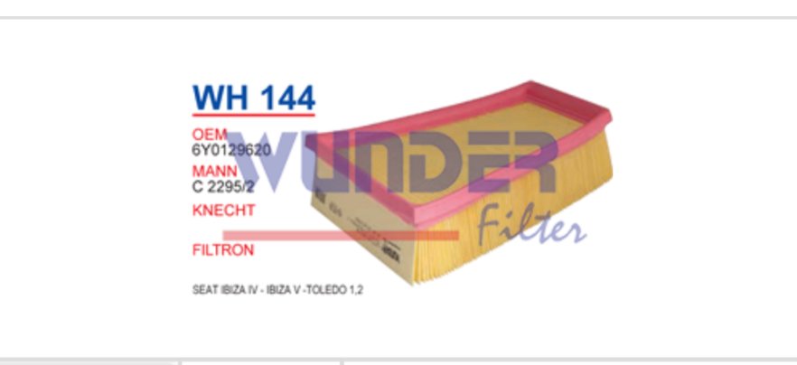 WH 144 SEAT IBIZA V 1.2 MOTOR 6Y0 129 620 Hava Filtresi