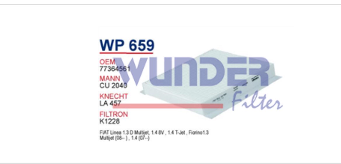 WP 659 CITROEN NEMO 6479.63 Polen Filtresi