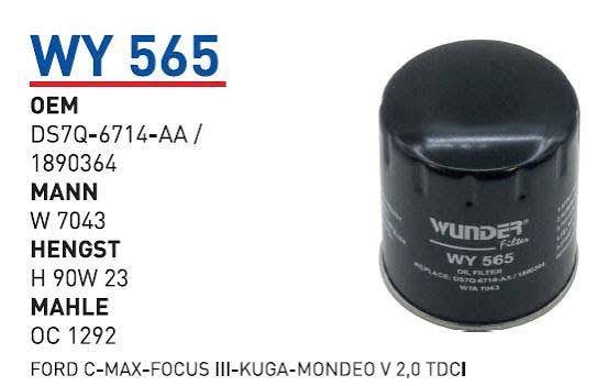 WY 565 FORD C-MAX-FOCUS III-KUGA-MONDEO V 2,0 TDCİ  DS7Q-6714-AA / 1890364 Yağ Filtresi