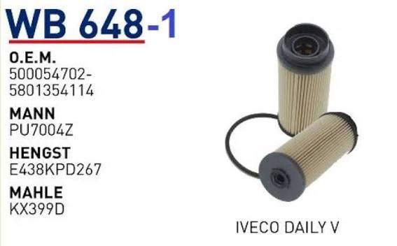 WB 648/1 IVECO DAILY V 5801354114/500054702 Yakıt/Mazot Filtresi