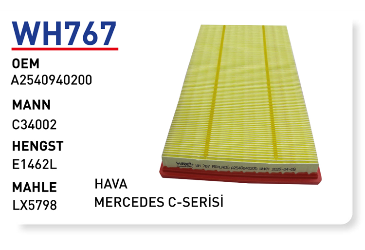 WH 767 A2540940200 C CLASS W206/S206 (2021-)/GLC COUPE C254(2023-) HAVA FİLTRESİ