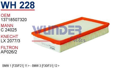 WH 228 BMW 1 [F20/F21] 11 > - BMW 3 [F30/F31] 12 > 13718507320 Hava Filtresi