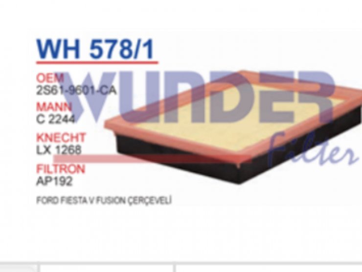 WH 578/1 FORD FİESTA V FUSİON PLASTİKLİ 2S61-9601-CA Hava Filtresi