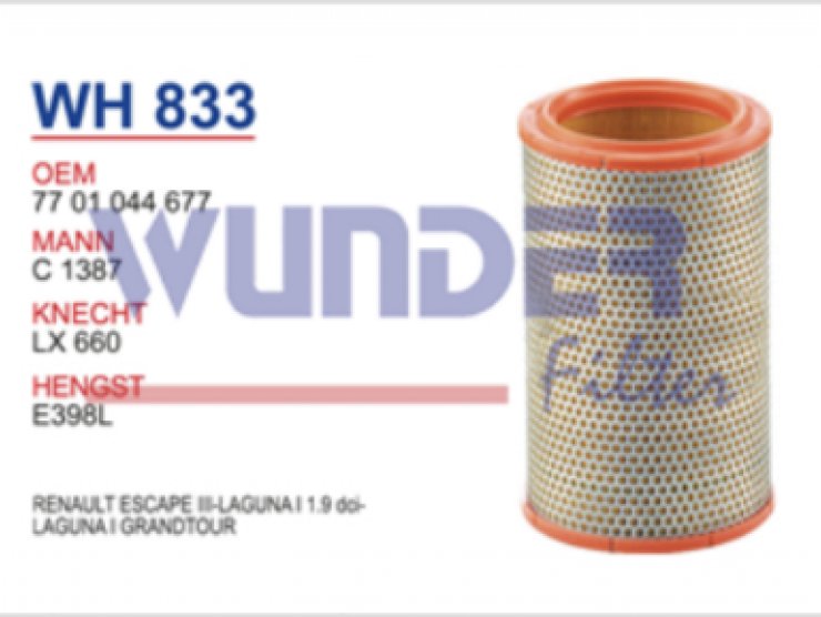 WH 833 RENAULT ESCAPE III-LAGUNA I 1.9 dci-LAGUNA I  77 01 044 677 Hava Filtresi