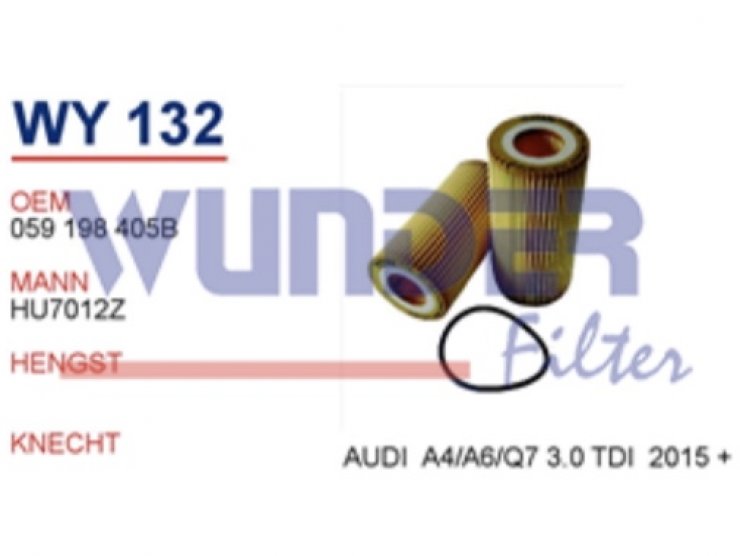 WY 132 AUDİ A4/A6/Q7 3.0 TDİ 2015 + YAĞ 059 198 405B Yağ Filtresi