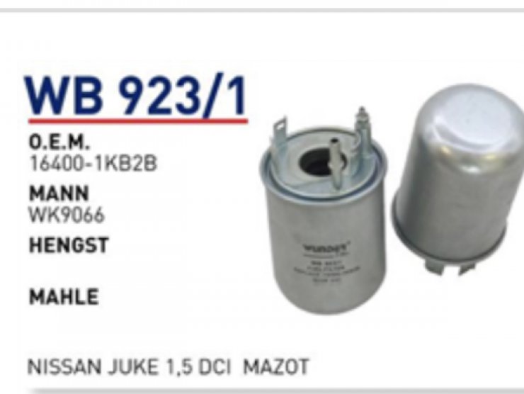 WB923/1 16400-1KB2B NİSSAN JUKE MAZOT FİLTRESİ( MÜŞİRSÜZ )