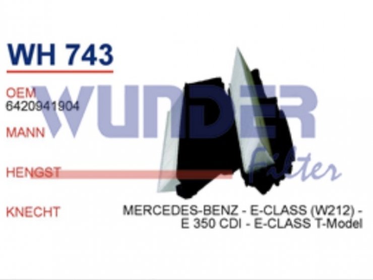 WH 743 MERCEDES-BENZ - E-CLASS (W212) - E 350 CDI - E-CLASS T-Model  6420941904 Hava Filtresi