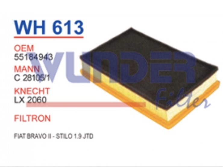 WH 613 FİAT BRAVO II - STİLO 1,9 JTD  55184943 Hava Filtresi