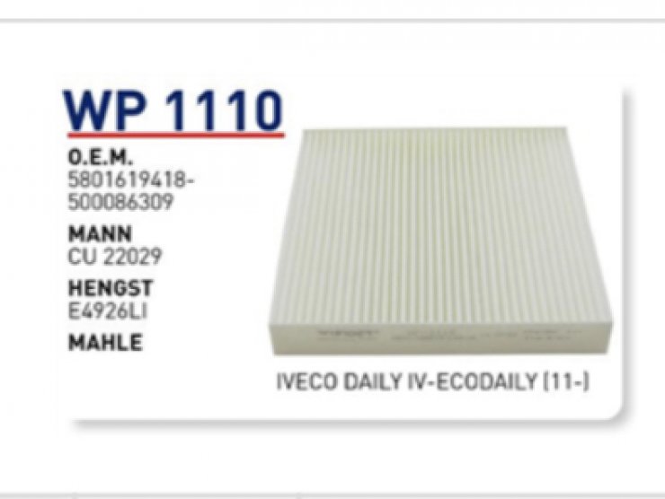 WP 1110 5801619418-500086309R IVECO DAILY POLEN FİLTRESİ