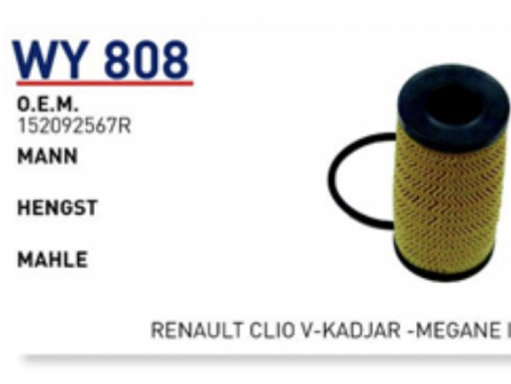 WY808 152092567R RENAULT CLIO V -KADJAR - MEGANE IV 1,5 DCİ YAĞ FİLTRESİ