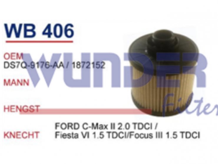 WB 406 CITROEN BERLiNGO - C-ELYSEE - C3-C4-C5 1,6 HDİ 9676133480 Yakıt/Mazot Filtresi