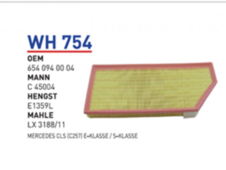 WH 754 MERCEDES CLS E-KLASSE  654 094 00 04 Hava Filtresi