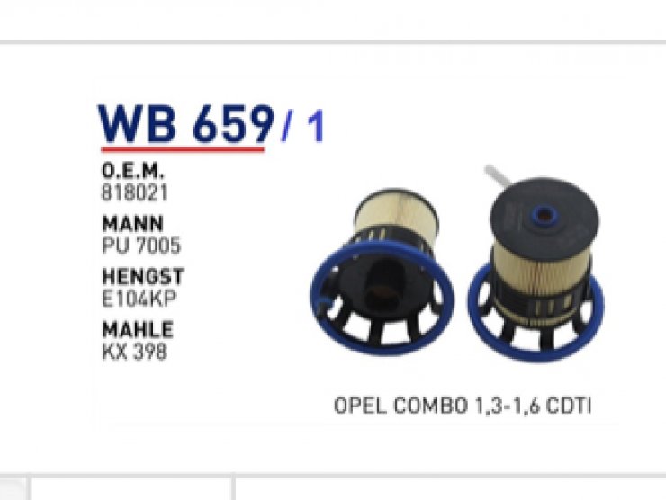 WB659/1 77366607 FIAT DOBLO 1.3 1.6 2.0 D(KAĞIT) YAKIT FİLTRESİ