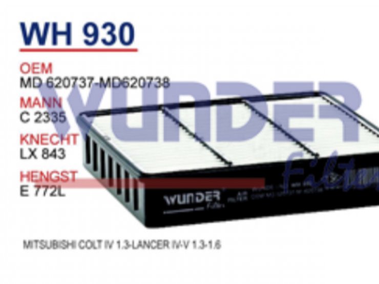WH 930 MiTSUBiSHi COLT IV 1.3-LANCER IV-V 1.3-1.6 MD 620737-MD620738 Hava Filtresi