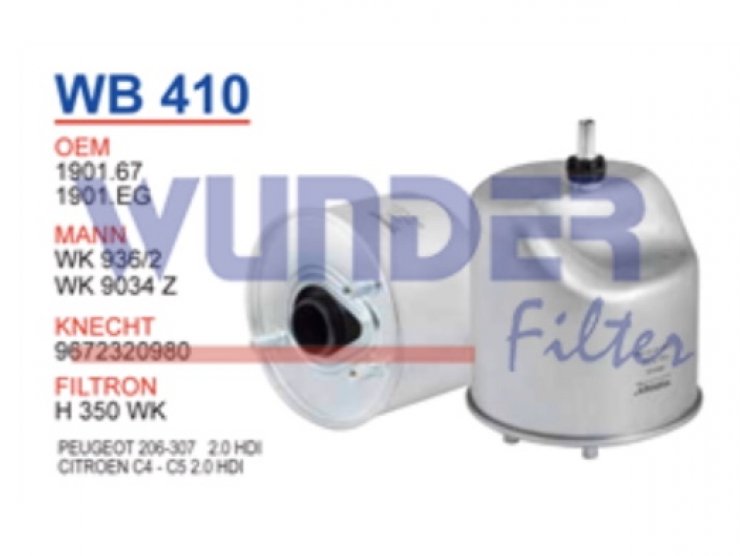 WB 410 PEUGEOT 207-208-308-508-3008-4008-5008- TEPE 1,6 HDİ  1906.E6  Yakıt/Mazot Filtresi