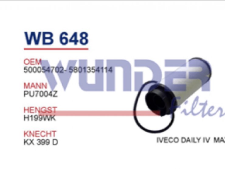 WB 648 iVECO DAiLY V 5801354114 Yakıt/Mazot Filtresi