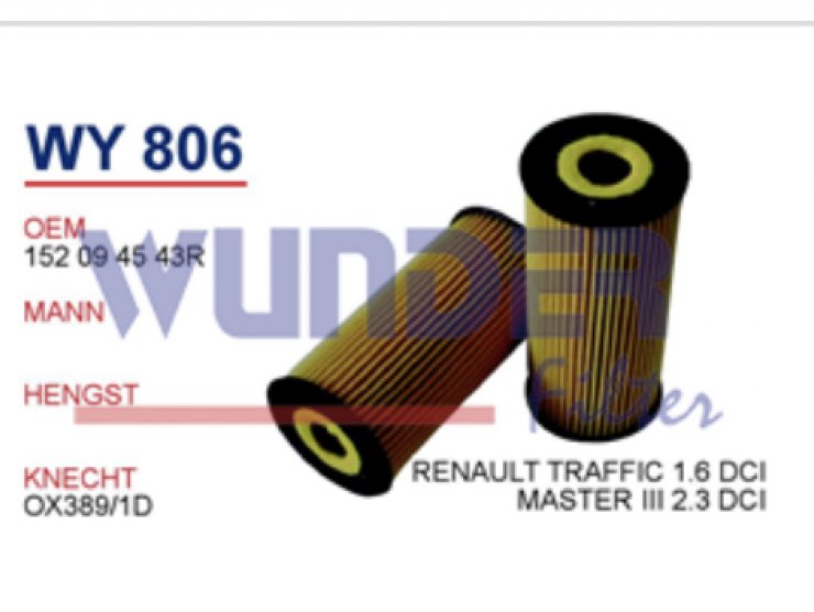 WY 806 RENAULT TRAFFİC 1.6 DCİ MASTER III 2.3 DCİ 152094543R Yağ Filtresi