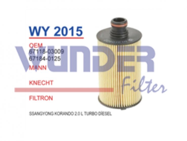 WY 2015 SSANGYONG KORANDO 2,0 e-XDİ 4WD 67118-03009 Yağ Filtresi