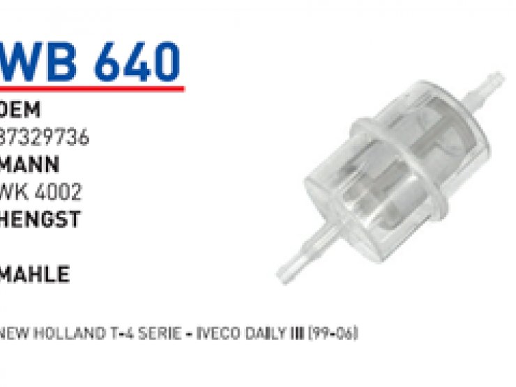 WB 640 NEW HOLLAND T-4 SERİE - IVECO DAILY III (99-06) 87329736 Yakıt/Mazot Filtresi