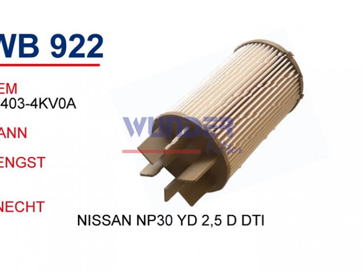 WB 922 NİSSAN NP30 YD 2,5 DDTİ 16403-4KV0A Yakıt/Mazot Filtresi