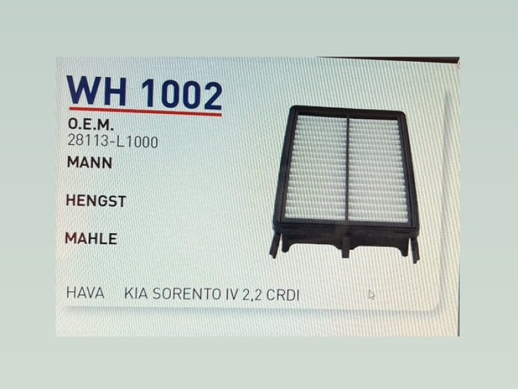 WH 1002 28113-L1000 KIA SORENTO IV 2,2 CRDI/HYUNDAI STARIA (2021-) HAVA FİLTRESİ