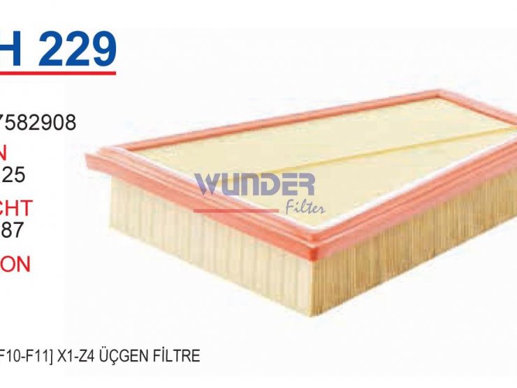 WH 229 BMW 5 [F10-F11] X1 - Z4            ÜÇGEN FİLTRE 13717582908 Hava Filtresi