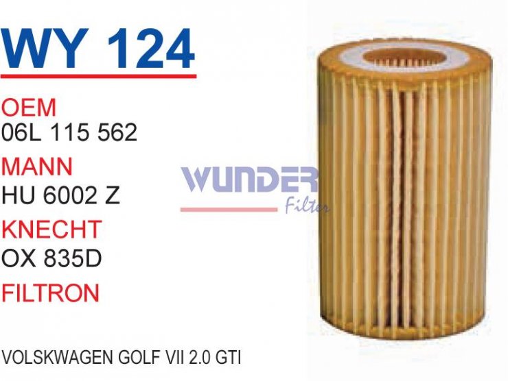 WY 124 VOLKSWAGEN  GOLF VII 2.0 GTİ 06L 115 562 Yağ Filtresi