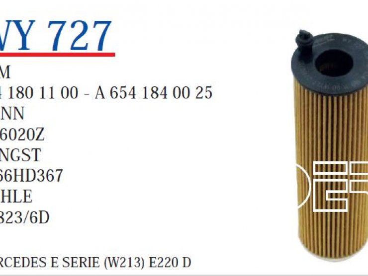 WY 727  MERCEDES E SERİEE W213 E220D 6541801100 Yağ Filtresi