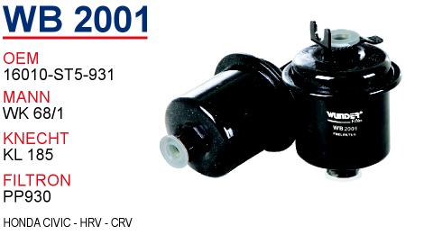 WB 2001 HONDA CiViC - HRV - CRV 16010-ST5-931 Yakıt/Benzin Filtresi