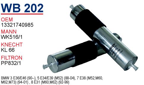 WB 202 BMW E36 /E46 96-01 (iNCE UZUN)                                        M52 13321740985 Yakıt/Benzin Filtresi