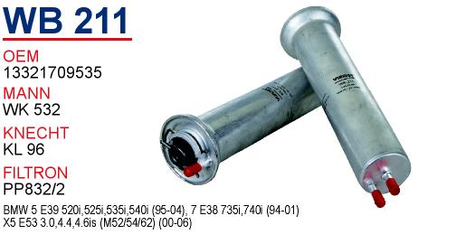 WB 211 BMW E39 520i - X5 4.4i V8  -M52-M54-M62 13321709535 Yakıt/Benzin فلترsi
