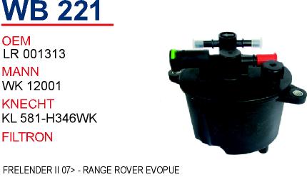 WB 221 FRELENDER II 07> - RANGE ROVER EVOPUE LR 001313 Yakıt/Mazot Filtresi