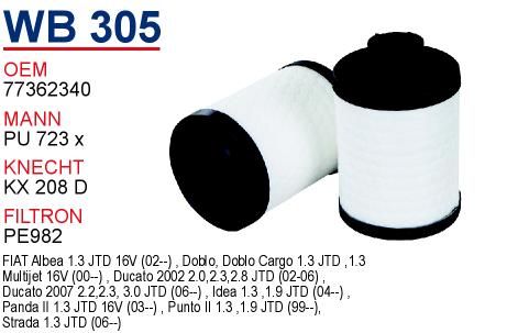 WB 305 OPEL CORSA C - COMBO C  1.3 CDTI 813 569 Yakıt/Mazot Filtresi