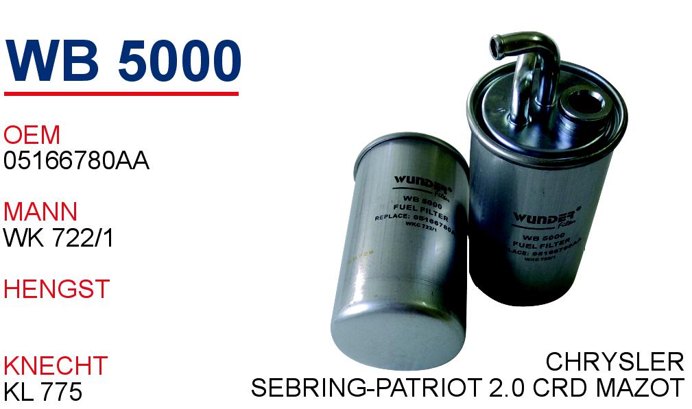 WB 5000 CHRYSLER-SEBRING-PATRİOT 2.0 CRD 05166780AA Yakıt/Mazot Filtresi