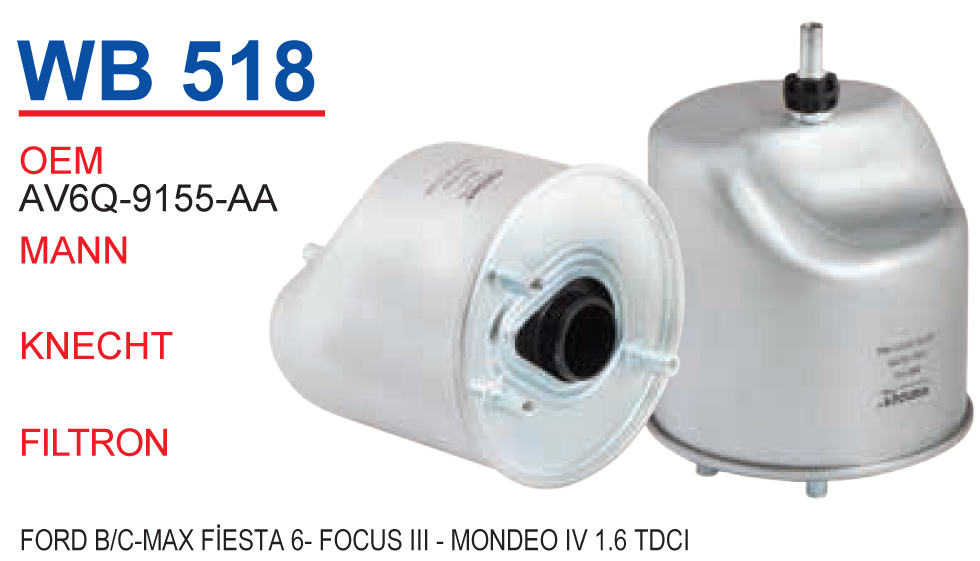 WB 518 VOLVO C30 1.6 D-V50- S60 S70-S80,1.6 D 31321475 Yakıt/Mazot Filtresi