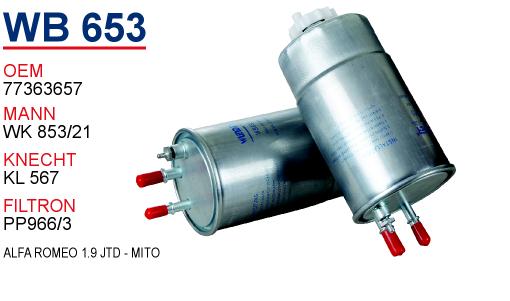 WB 653 ALFA ROMEO 1.9 JTD - MİTO 1.3 JTDM 77363657 Yakıt/Mazot Filtresi