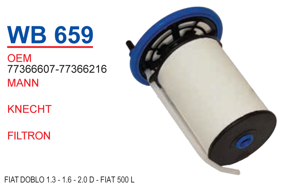 WB 659 OPEL COMBO D 1,3-1,6 CDTİ KAĞIT TİP 818 021 Yakıt/Mazot Filtresi