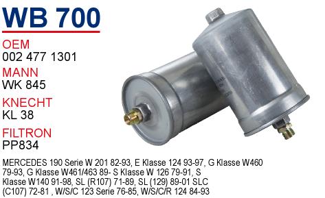WB 700 MERCEDES 129-140 KASA 103 MOTOR 002 477 1301 Yakıt/Benzin Filtresi