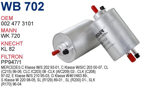 WB 702 CHRYSLER CROSSFİRE 3.2 V6 MOTOR 05097052AA Yakıt/Benzin Filtresi