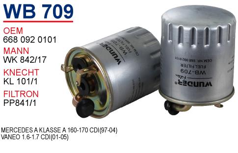 WB 709 MERCEDES VANEO 1.7 CDI - A 160 CDI                                  668 MOTOR 668 092 0101 Yakıt/Mazot Filtresi