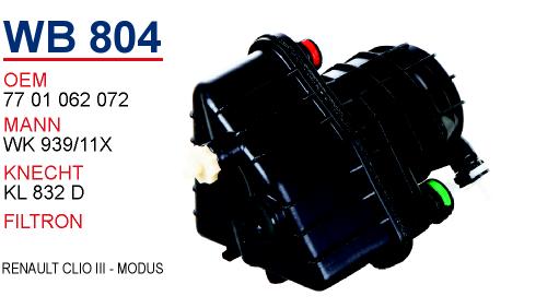 WB 804 RENAULT CLiO III - MODÜS 77 01 479 151 Yakıt/Mazot Filtresi