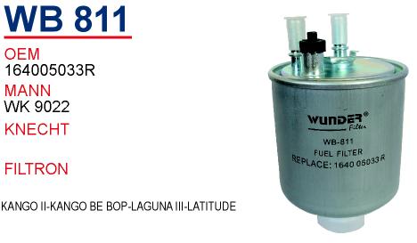 WB 811 KANGO III-KANGO BE BOP-LAGUNA III-LATİTUDE  AÇIK TİP 16 40 011 37R Yakıt/Mazot Filtresi