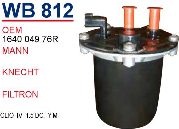 WB 812 RENAULT CLİO IV 1,5 DCİ  KOMPLE SAÇ MÜŞİR DAHİL 16 40 007 97R Yakıt/Mazot Filtresi
