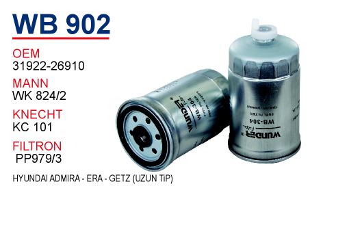 WB 902 HYUNDAi ADMiRA - ERA - GETZ (UZUN TiP) 31922-26910 Yakıt/Mazot Filtresi