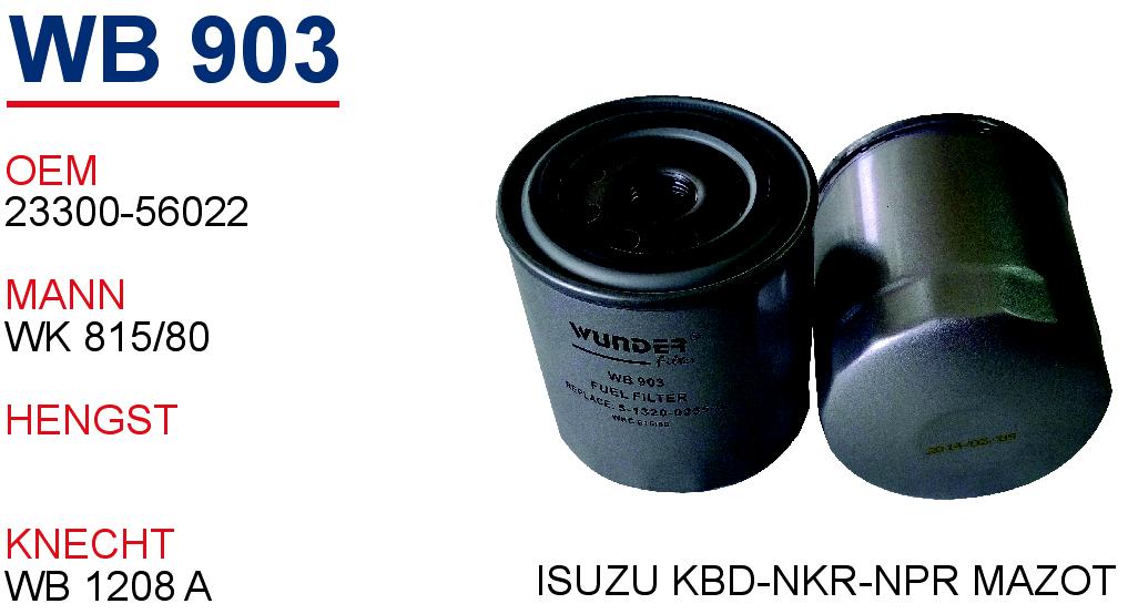 WB 903 ISUZU KBD-NKR-NPR 23300-56022 Yakıt/Mazot Filtrsi