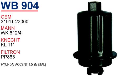 WB 904 HYUNDAi ACCENT 1.5i (METAL) 31911-22000 Yakıt/Benzin Filtresi