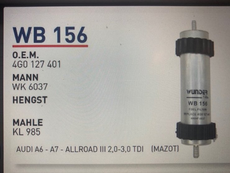 WB112 4M0127177B VW TOUAREG III Q7 MAZOT FİLTRESİ