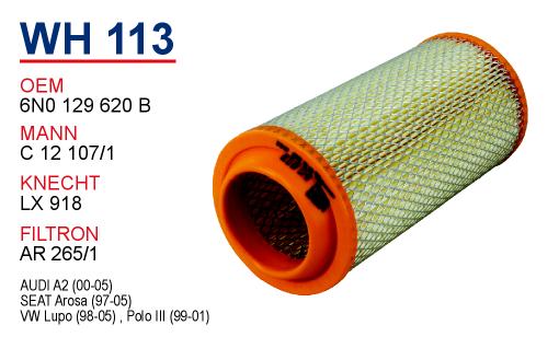 WH 113 VOLKSWAGEN LUPO 1.7 SDI-SEAT iBiZA II 1.7 SİLİNDİR 6N0 129 620 Hava Filtresi